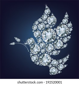 Peace dove with olive branch  made from diamonds