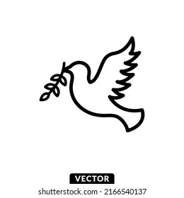 Peace dove with olive branch, Vector, Icon, Illustration.