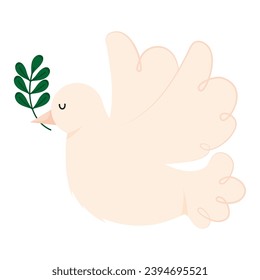 paloma de paz con vector de rama de olivo aislado