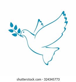 Peace Dove with Olive branch. Vector Illustration
