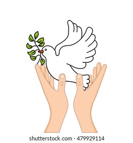 peace dove with olive branch vector illustration design
