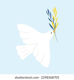Peace dove on a blue background Vector illustration.