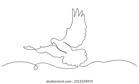 Peace dove in One continuous line drawing. vector illustration