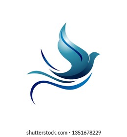 Peace Dove Pigeon Flying Beautiful Bird Logo Illustration