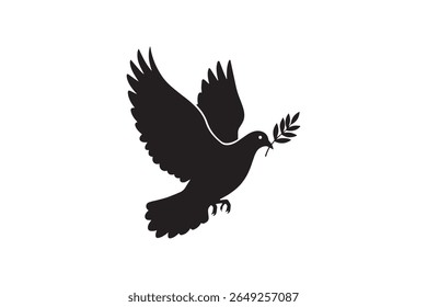 Peace Dove Silhouette Flying Dove Illustration Olive Branch Dove Art