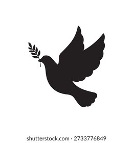 Peace dove silhouette icon vector flat design.