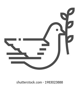 Peace dove square line vector icon.