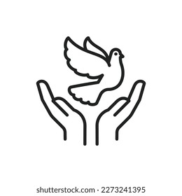 Peace dove symbol vector line Icon with editable stroke.