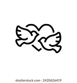 Peace Dove, Valentine Line Icon Logo Illustration. Valentine Icon-set. Suitable For Web Design, Logo, App.