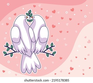 peace doves with hearts poster
