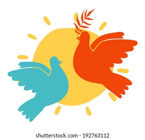 Peace doves and the sun
