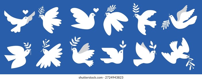 Conjunto de Vector de palomas de la paz ilustración