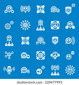 Peace earth and society unusual vector icons set, creative symbols collection, stylish templates.