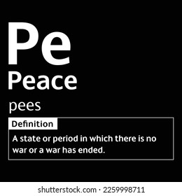 Peace English Word definition digital print design for t-shirts and wall art poster vector illustration