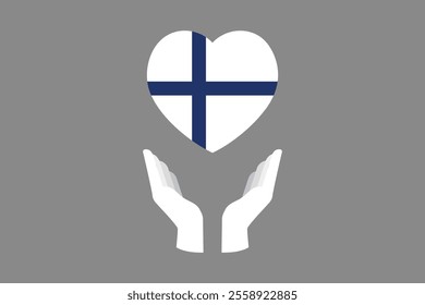 Peace for Finland with flag, Flag of Finland national country symbol illustration Vector, Rectangle Finland flag illustration, Flat vector illustration
