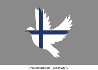 Peace for Finland with flag, Flag of Finland national country symbol illustration Vector, Rectangle Finland flag illustration, Flat vector illustration
