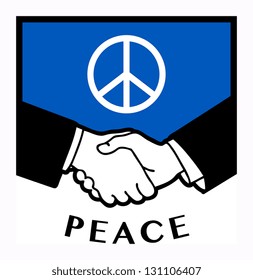 Peace flag and business handshake, vector illustration