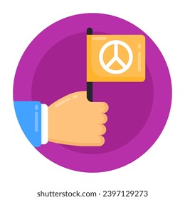 Peace flag a flat rounded style icon, editable vector 