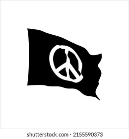 Peace Flag without Flagpole Silhouette. Symbolism of the Peace, Stop War, No War or War is Over. Vector Illustration