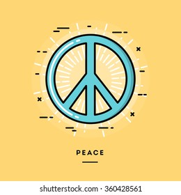 Peace, flat design thin line banner, usage for e-mail newsletters, web banners, headers, blog posts, print and more