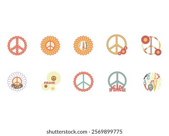 Peace Flower Design Element Set