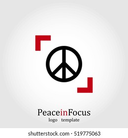 Peace in Focus, Logo Template, Media Sign, Vector Illustration