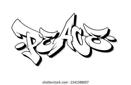 Peace font in graffiti style. Vector illustration.