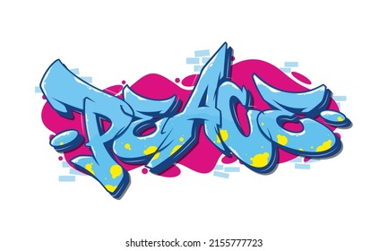 Peace font in graffiti style. Vector illustration.