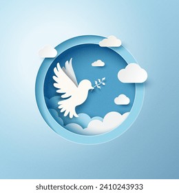 Peace and Freedom concept. International Day of Peace. Paper Art Vector Illustration.