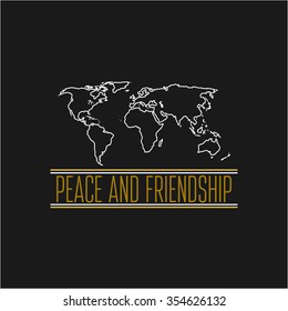 Peace and friendship concept icon thin line for web and mobile, modern minimalistic flat design. Print for t-shirt.