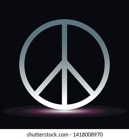 Peace, friendship, pacifism, hippie black symbol icon vector isolated on white background.