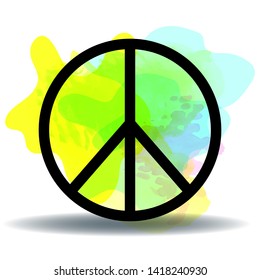Peace, friendship, pacifism, hippie black symbol icon vector isolated on white background.