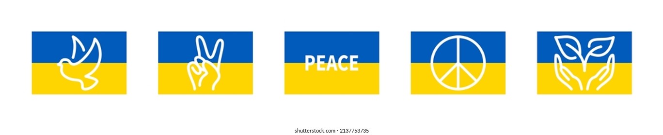 Frieden und Freundschaft Vektorsymbole gesetzt. Frieden, Freundschaft, Taube, Hand, Leben, Flagge, Geste, Pflanzen und mehr. Einzige Sammlung von Frieden und Freundschaft für Webseiten Symbol auf weißem Hintergrund.
