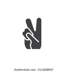 Peace gesture vector icon. filled flat sign for mobile concept and web design. Hand gesture - V glyph icon. Symbol, logo illustration. Vector graphics