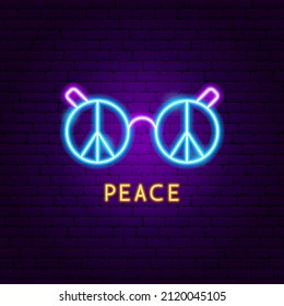 Etiqueta Neon de Glasses de Paz. Ilustración vectorial de la promoción LGBT.