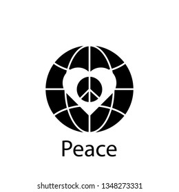 peace, globe, heart icon. Element of Peace and humanrights icon. Premium quality graphic design icon. Signs and symbols collection icon for websites
