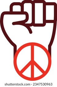 Peace Glyph Two Color Icon For Personal And Commercial Use.
