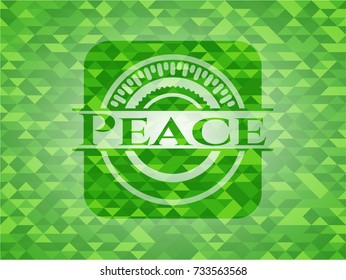 Peace green emblem with mosaic background