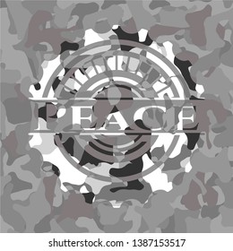 Peace grey camo emblem. Vector Illustration.