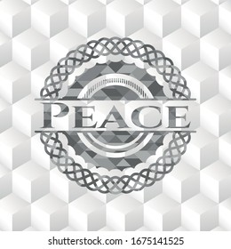 Peace grey emblem with geometric cube white background