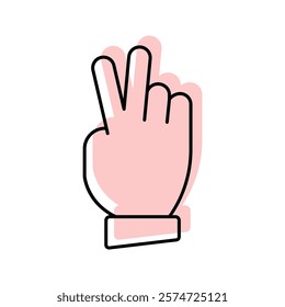 Peace Hand color shadow thinline icon , vector, pixel perfect, illustrator file