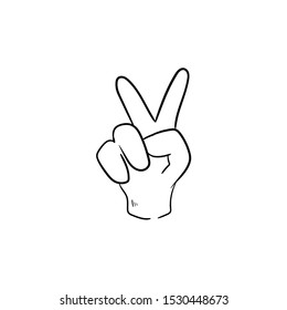 peace hand doodle icon vector hand drawing 