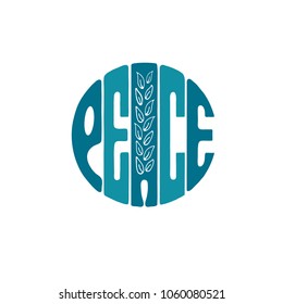 Peace - hand drawn word in circular shape on white background. 