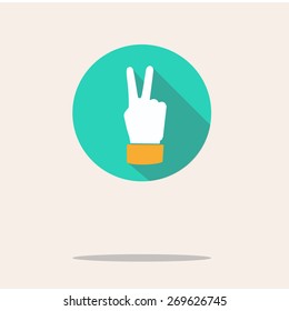 Peace, hand gesture flat vector icon