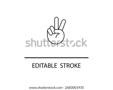 Peace hand gesture icon with editable stroke for your creative project representing positivity, victory, and a message of unity.