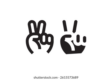 Peace hand gesture icon in outline and solid Vector