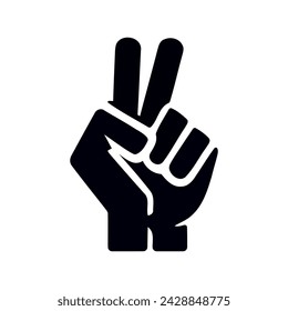 Peace hand gesture icon. Two fingers up. Vector illustration