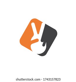 plantilla de diseño de ilustración vectorial de icono de gesto de mano de paz