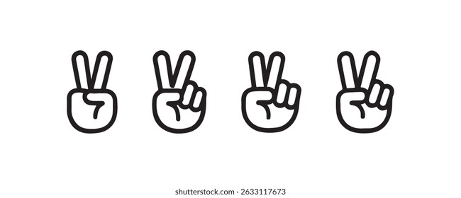 Peace hand gesture icons in bold line style Vector