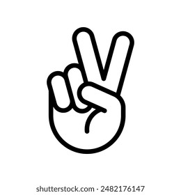 Peace hand gesture line icon. Sign of victory.